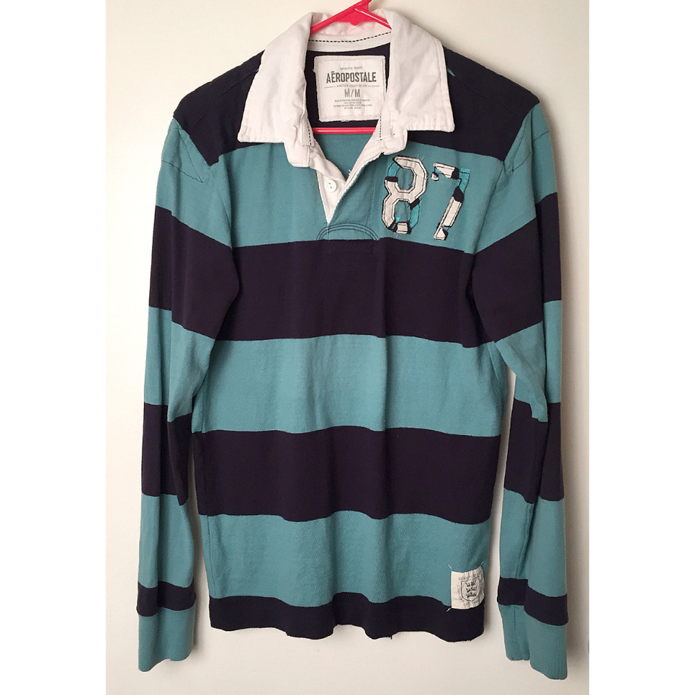 Aéropostale Long Sleeve Rugby Stripe Jersey Polo M